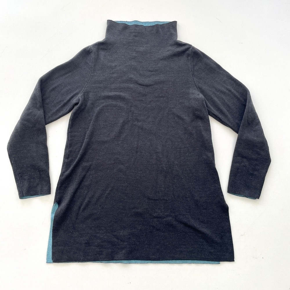 Aspen Sweater Dress Women's Medium Blue Lavender Tunic Mock Neck Modern Knit